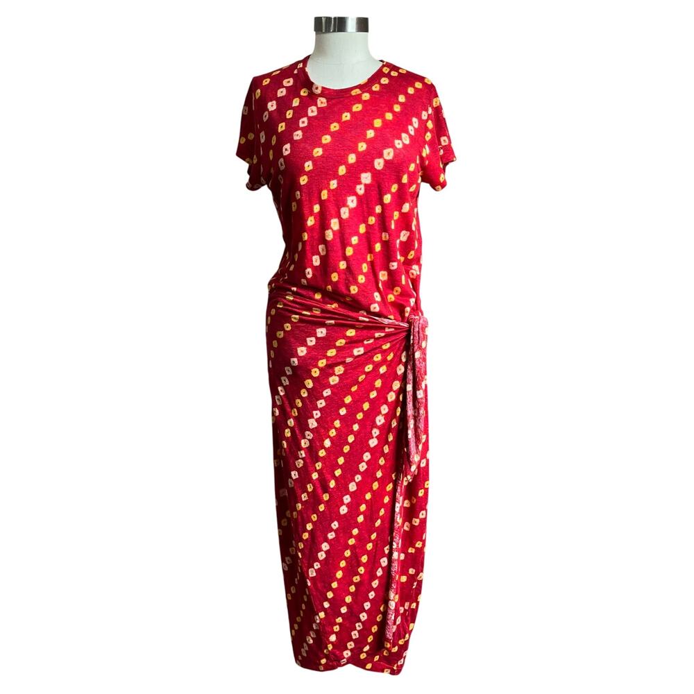 Polo Denim & Supply Linen Red T Shirt Faux Wrap Dress Size M